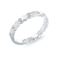 Bague Anneau Hexagonale en Acier Inoxydable avec Zircon Cubique | Doucet Latendresse