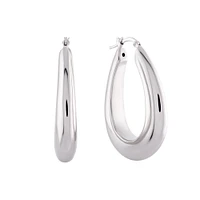 Boucles d’Oreilles Anneaux Goutte en Argent Sterling avec Fini Rhodium | Doucet Latendresse