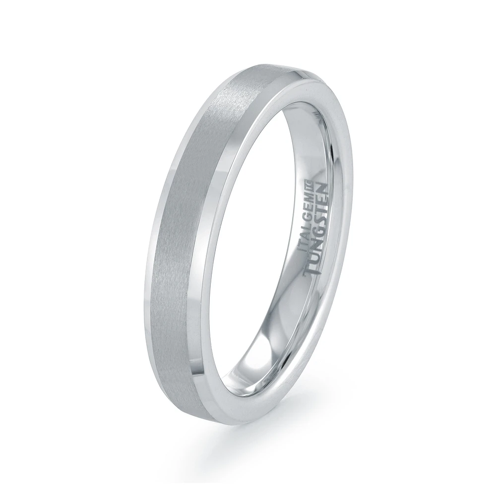 Brushed Tungsten Ring with Polished Edges – 4mm. Color: gray | Doucet Latendresse