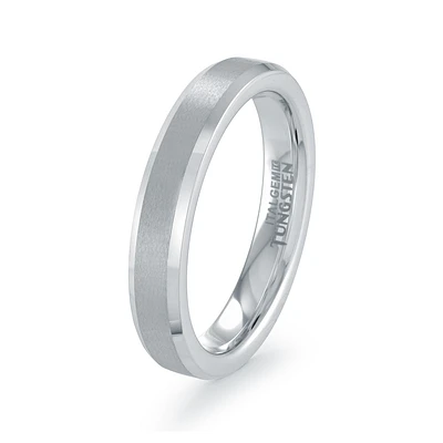 Bague en Tungstène Brossé avec Bords Polis – 4mm. Color: gris | Doucet Latendresse