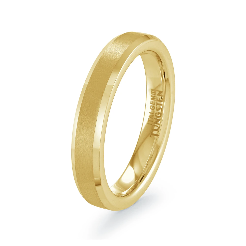 Gold Tone Brushed Tungsten Ring – 4mm. Color: yellow | Doucet Latendresse