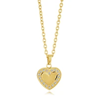Collier en Acier Inoxydable Doré avec Pendentif Cœur et Zircon Cubique – 18