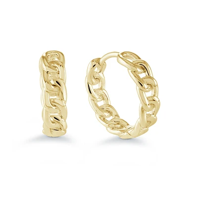 Boucles d’Oreilles Anneaux en Acier Inoxydable Doré avec Motif Chaîne Gourmette. Color: jaune | Doucet Latendresse