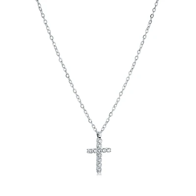 Collier Pendentif Croix en Acier Inoxydable avec Zircon Cubique – 16