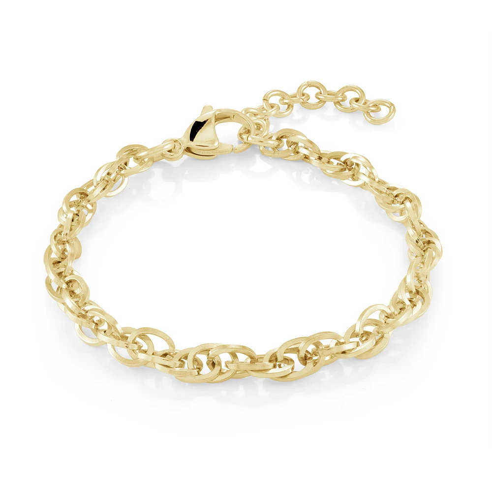 Bracelet Chaîne Rolo en Acier Inoxydable Ton Doré – 6,25