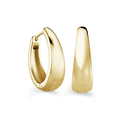 Gold Tone Stainless Steel Huggies. Color: yellow | Doucet Latendresse