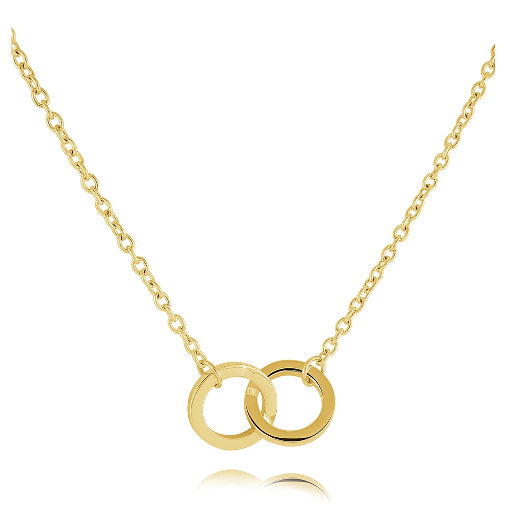 Collier Anneaux Entrelacés en Acier Inoxydable Doré – 18
