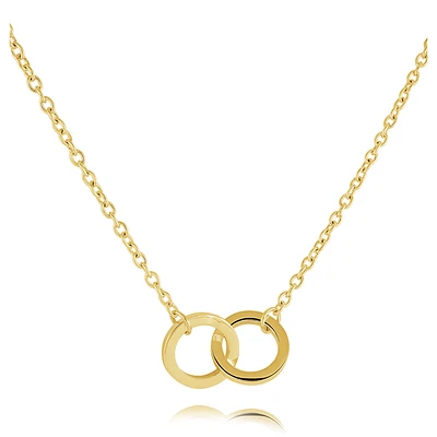 Collier Anneaux Entrelacés en Acier Inoxydable Doré – 18
