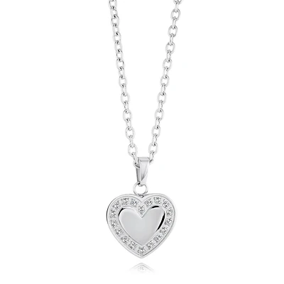 Collier Pendentif Cœur en Acier Inoxydable avec Zircon Cubique – 18
