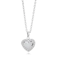 Collier Pendentif Cœur en Acier Inoxydable avec Zircon Cubique – 18