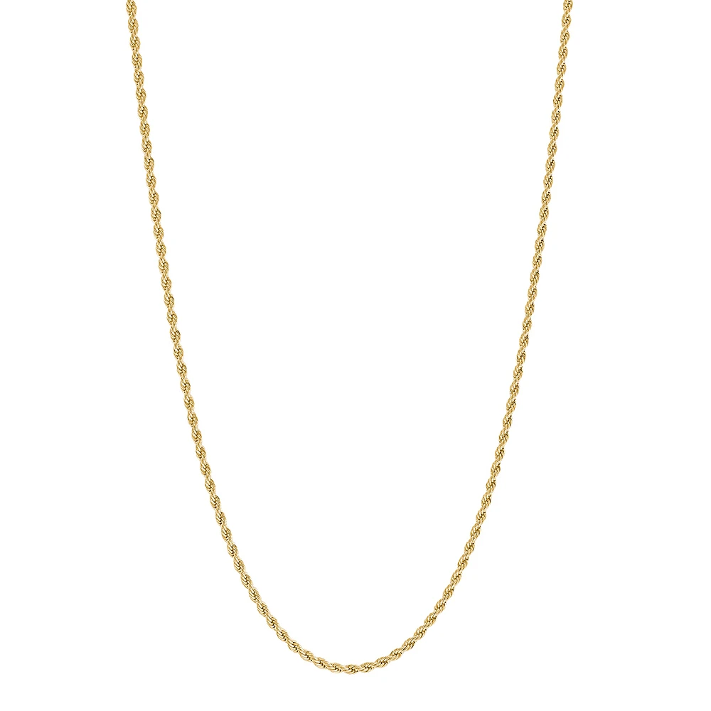 Collier Chaîne Corde en Acier Inoxydable Doré – 2 mm, 18 