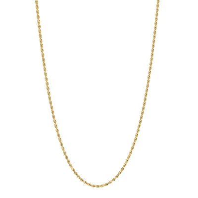Collier Chaîne Corde en Acier Inoxydable Doré – 2 mm, 18 