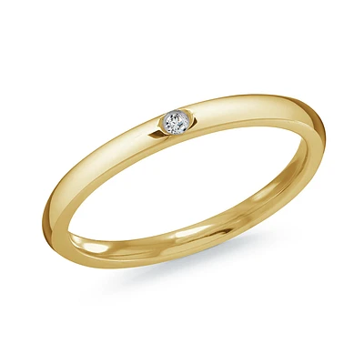 Gold Tone Stainless Steel Ring with Cubic Zirconia. Color: yellow | Doucet Latendresse