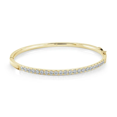 Bracelet Rigide en Acier Inoxydable Doré avec Zircon Cubique – 6.25
