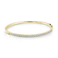 Bracelet Rigide en Acier Inoxydable Doré avec Zircon Cubique – 6.25