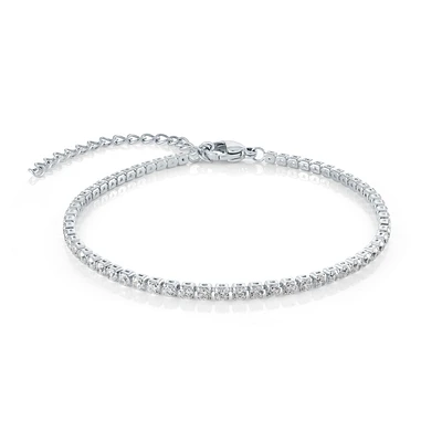 Bracelet Tennis en Acier Inoxydable avec Zircon Cubique – 7