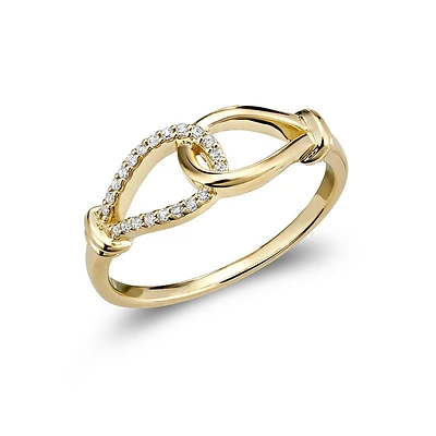 Bague Maillon Entrelacé en Or 10K avec Diamants. Color: jaune | Doucet Latendresse