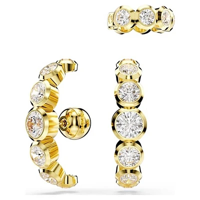 Boucles d’Oreilles Anneaux Dorés avec Cristaux Sertis Clos. Color: jaune | Doucet Latendresse