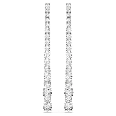 Boucles d’Oreilles Longues Pendantes en Cristal Plaqué Rhodium. Color: blanc | Doucet Latendresse
