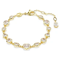 Gold Tone Crystal Fancy Cut Bezel Bracelet – Adjustable. Color: yellow | Doucet Latendresse