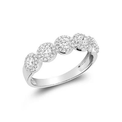 14K White Gold Multi-Halo Diamond Cocktail Ring. Color: white | Doucet Latendresse