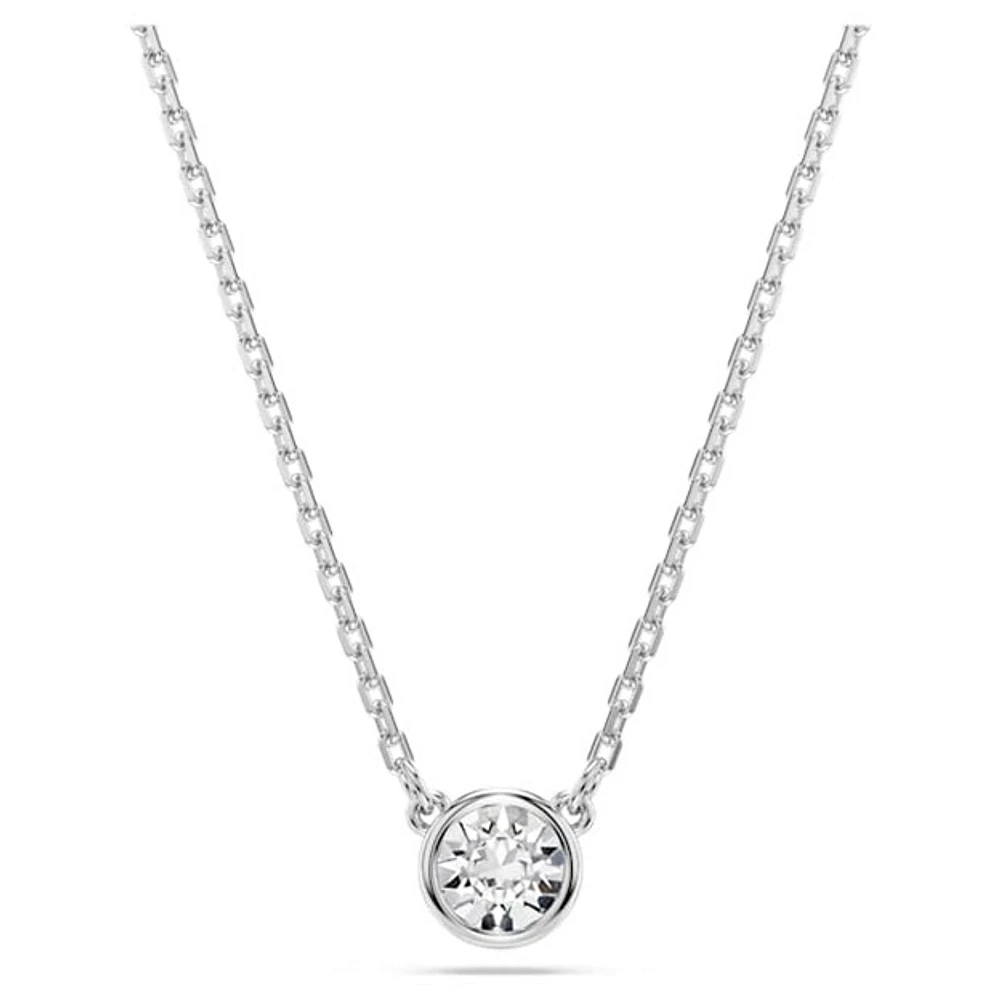 Collier avec Pendentif Perle Polie, Plaqué Rhodium. Color: blanc | Doucet Latendresse