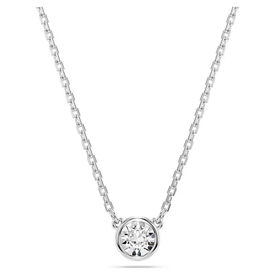 Rhodium Plated Polished Bead Pendant Necklace. Color: white | Doucet Latendresse