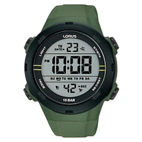 Montre Digitale Lorus avec Bracelet Vert en Silicone – Lunette Noire 46 mm | Doucet Latendresse