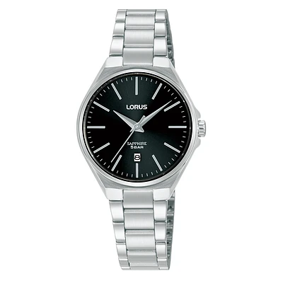 Lorus 28mm Stainless Steel Watch – Black Dial, Sapphire Crystal | Doucet Latendresse