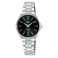 Lorus 28mm Stainless Steel Watch – Black Dial, Sapphire Crystal | Doucet Latendresse