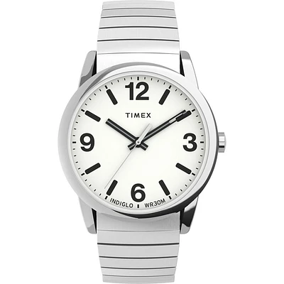 Timex Easy Reader Watch – 35mm White Dial, Silver-Tone Expansion Band | Doucet Latendresse
