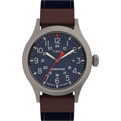 Timex Expedition Watch – 40mm Blue Dial, Fabric & Leather Strap | Doucet Latendresse