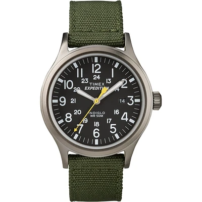 Timex Expedition Scout Watch – 40mm Black Dial, Green Fabric Strap | Doucet Latendresse