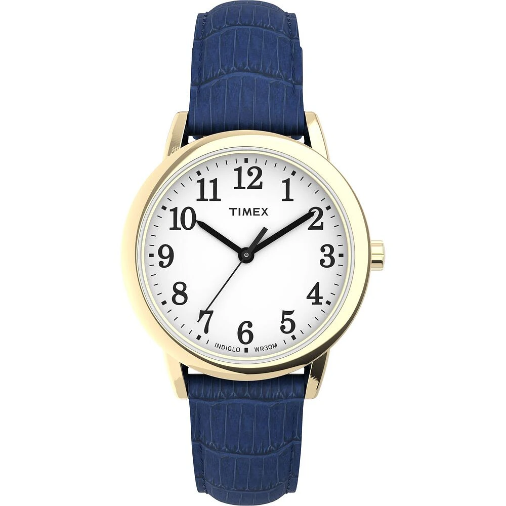 Timex Gold Tone Blue Strap Watch – 25mm White Dial | Doucet Latendresse