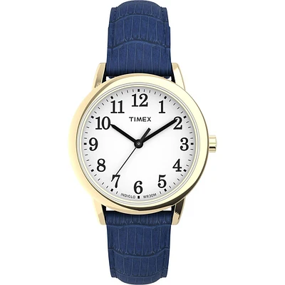 Timex Gold Tone Blue Strap Watch – 25mm White Dial | Doucet Latendresse