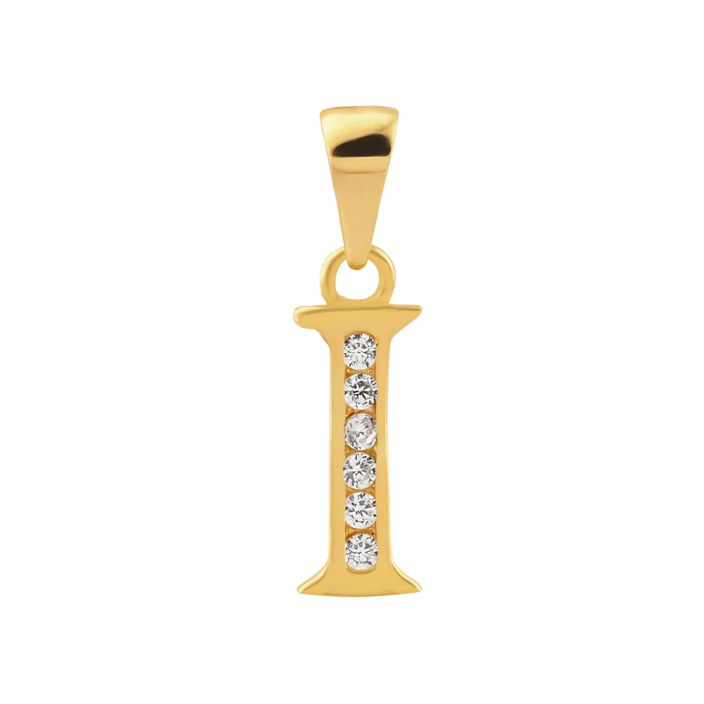 14K Gold Cubic Zirconia Initial 