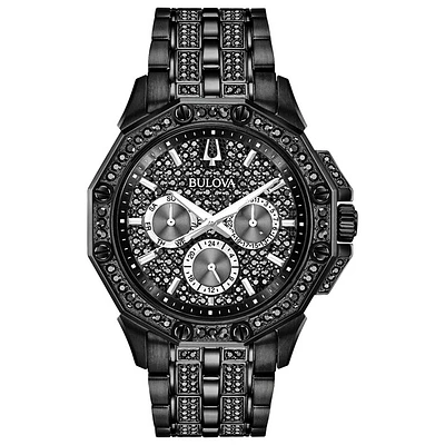 Bulova – Montre Chronographe en Acier Inoxydable Plaqué Noir 44mm avec Cadran à Cristaux Noirs | Doucet Latendresse