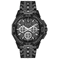 Bulova – Montre Chronographe en Acier Inoxydable Plaqué Noir 44mm avec Cadran à Cristaux Noirs | Doucet Latendresse