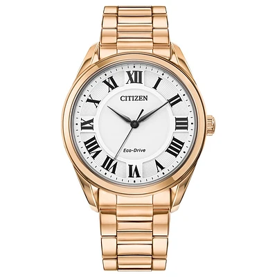 Citizen Eco-Drive Rose Gold Tone Stainless Steel Watch – Roman Numerals, 30mm | Doucet Latendresse
