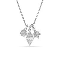 Collier Pendentif Swarovski Dextera avec Breloques Géométriques Pavées – Plaqué Rhodium. Color: blanc | Doucet Latendresse