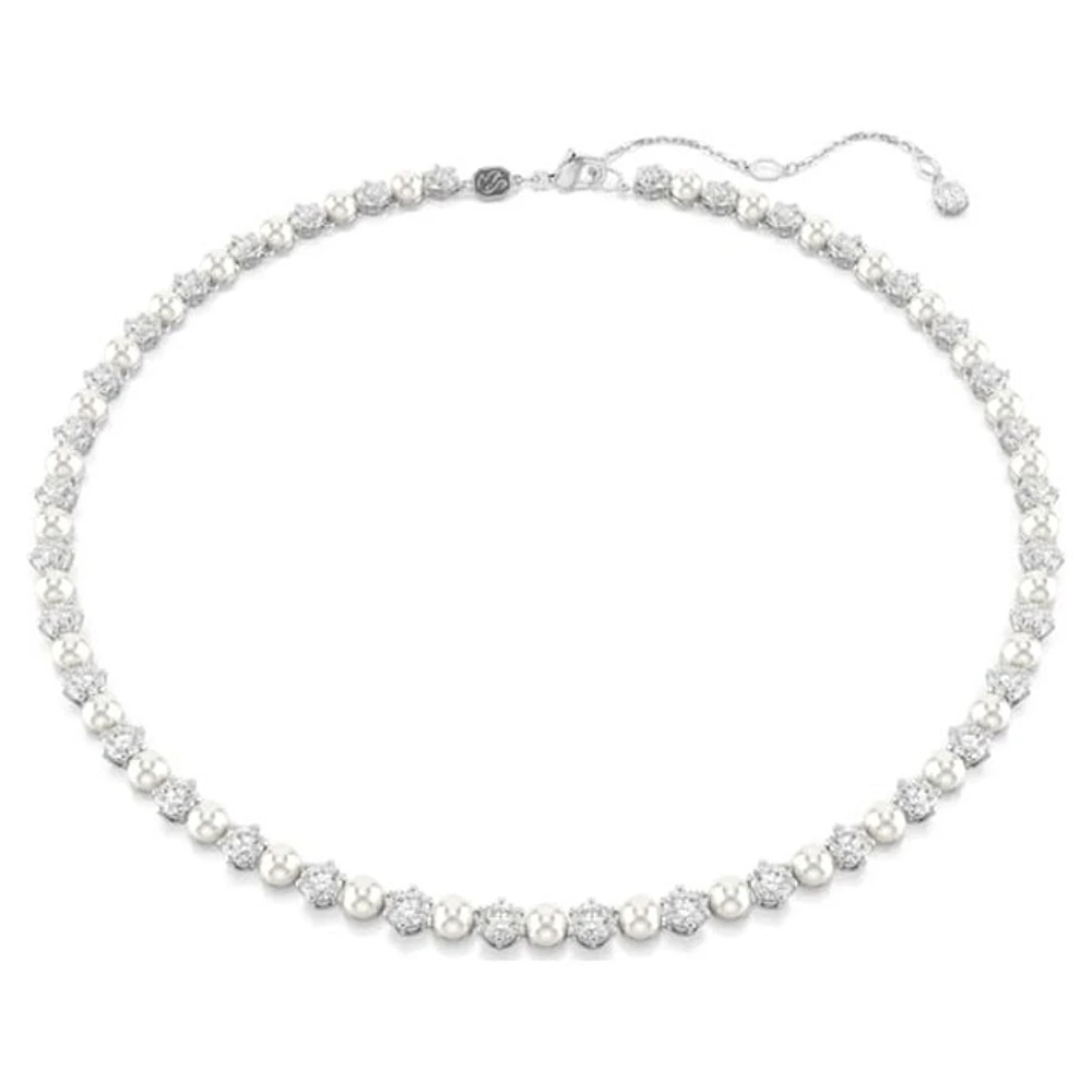 Collier Swarovski Argenté avec Perles et Cristaux – 38–45 cm. Color: blanc | Doucet Latendresse