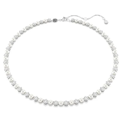 Swarovski Silver Tone Pearl and Crystal Necklace – 38–45cm. Color: white | Doucet Latendresse