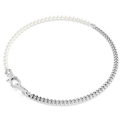 Collier Swarovski Dextera Chaîne 2 Tons et Perles. Color: blanc | Doucet Latendresse