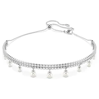 Collier ras-de-cou ajustable Swarovski x Ariana Grande en cristaux et perles. Color: blanc | Doucet Latendresse
