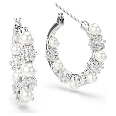 Boucles d’oreilles Swarovski Matrix perle & cristal - 18mm. Color: blanc | Doucet Latendresse