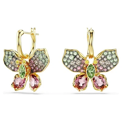 Swarovski Idyllia Gold-Tone Butterfly Drop Earrings with Multicolor Pavé Crystals – 2.4cm. Color: yellow | Doucet Latendresse