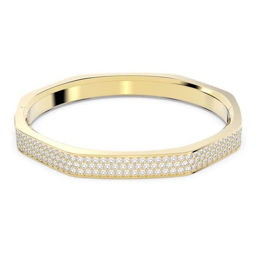 Bracelet Rigide Octogonal Swarovski Dextera Ton Doré avec Cristaux Pavé – 6.5