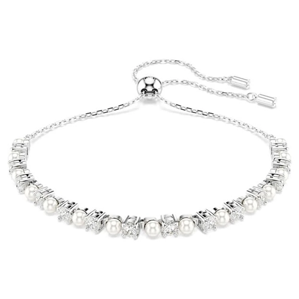 Swarovski Matrix Rhodium-Plated Adjustable Tennis Bracelet with Crystal Pearls & Round-Cut Crystals – 4 ?