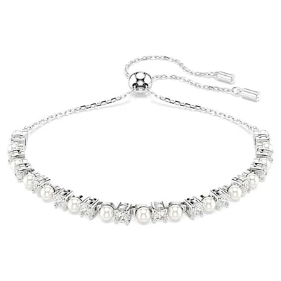 Swarovski Matrix Rhodium-Plated Adjustable Tennis Bracelet with Crystal Pearls & Round-Cut Crystals – 4 ?