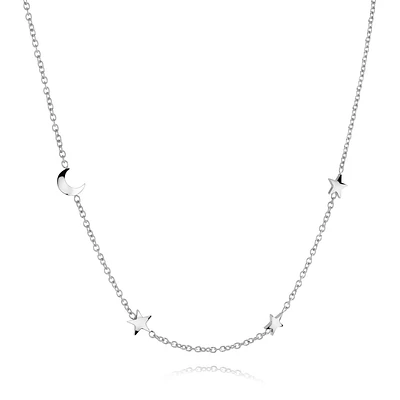 Collier Acier Inoxydable avec Charms Lune et Étoile. Color: blanc | Doucet Latendresse
